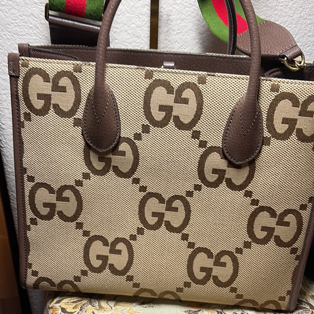 Gucci Jumbo Gg  Tote Bag 2Way shoulder bag Brown Beige-Preloved